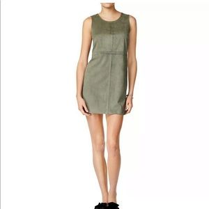 Kensie Faux suede scoop neck dress olive